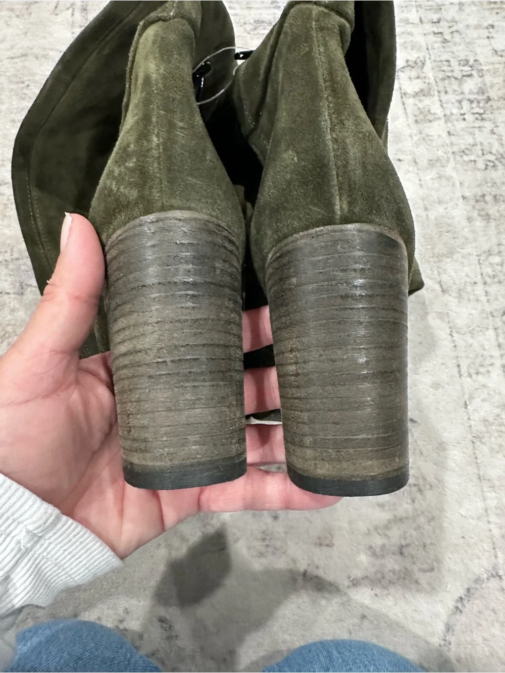 Free People Dakota Over the Knee Boots Hunter Green Suede